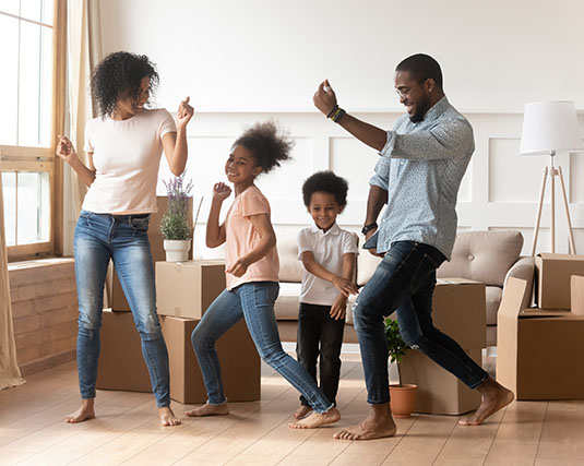 Parents and children dancing