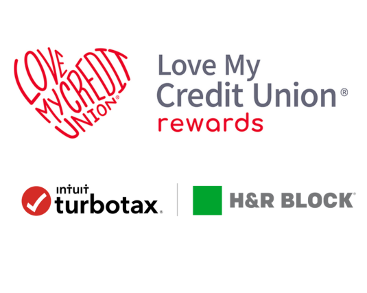 love my credit union logo and turbo tax and HR Block logo