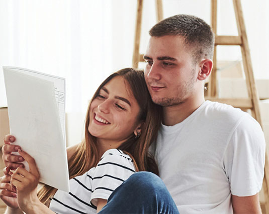 Couple reviewing plans