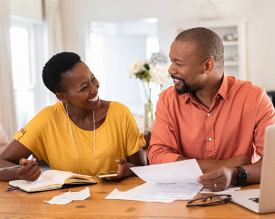 Couple reviewing finances