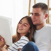 Couple reading documents